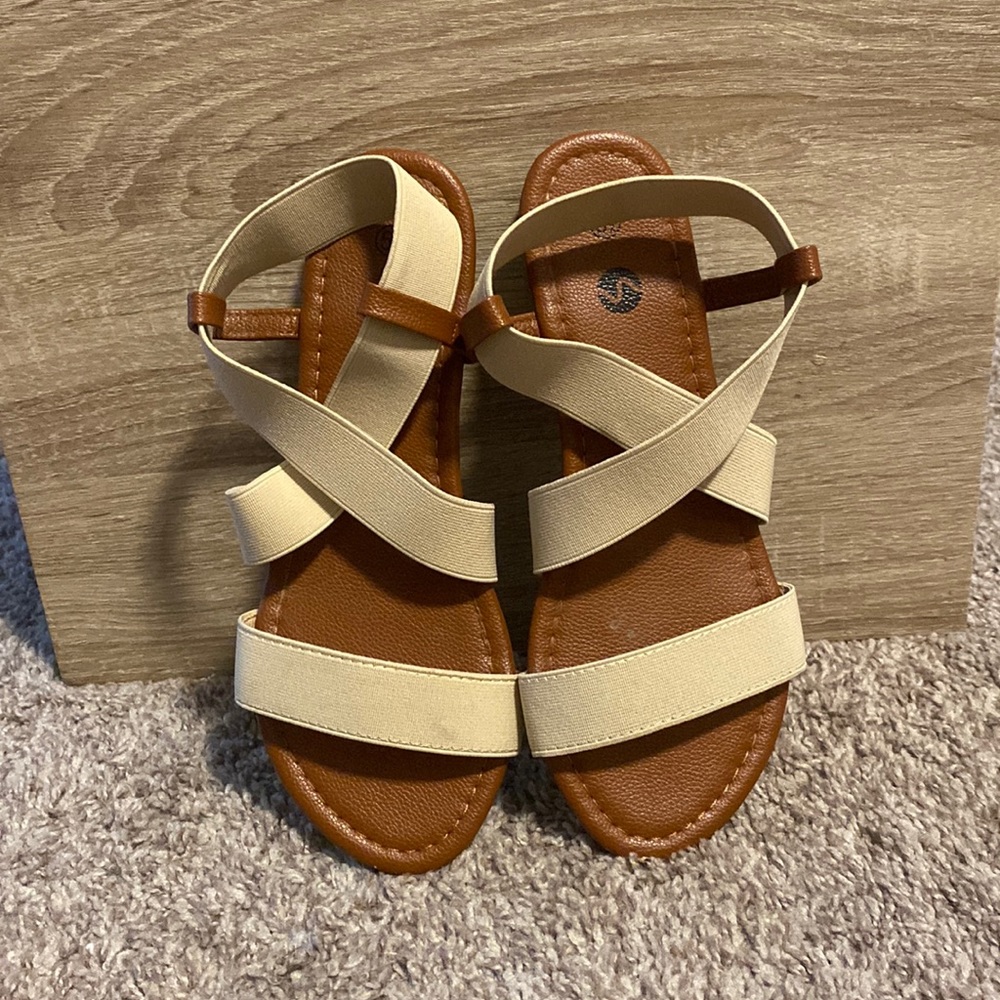 Tan Strappy Flats